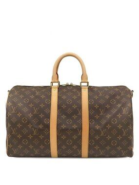 Louis Vuitton Boston Bag Keepall Bandouliere 45 Monogram Canvas Gold Travel